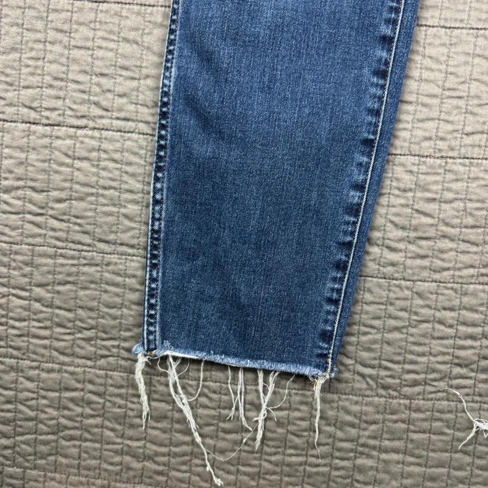 J Crew Vintage Slim Straight Jeans Medium Wash Raw Hem 27P Petite High Rise